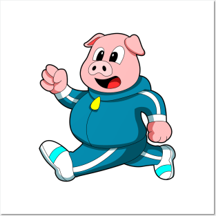 Pig at Fitness - Jogging with Jogging suit Posters and Art